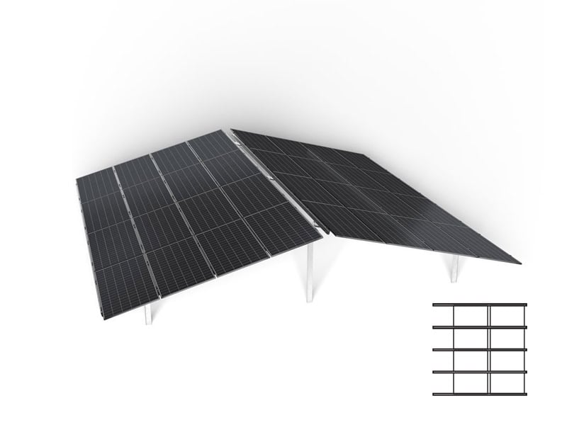 Suporti panouri fotovoltaice la sol 4 Suporti panouri fotovoltaice la sol Est-Vest 4R Portrait